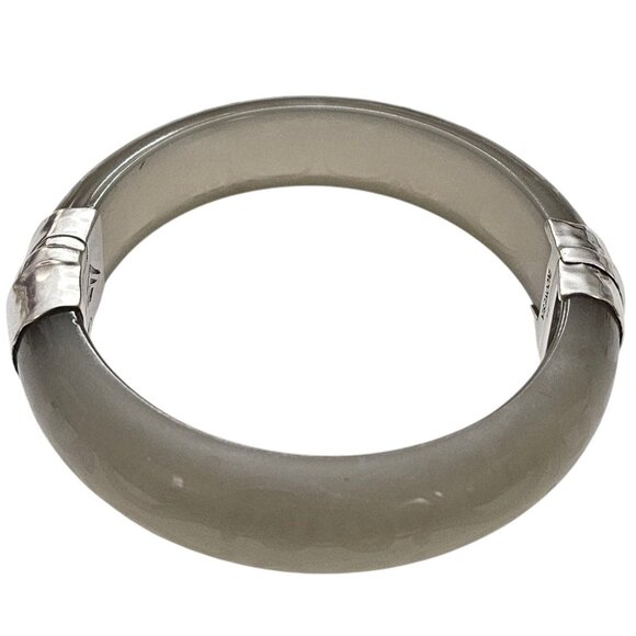 Silpada Sterling Silver Lucite Frosted Smoky Hinged Bangle Bracelet - Picture 4 of 12